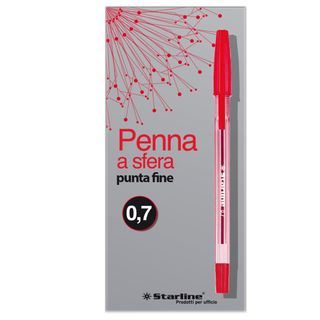 Penna a sfera con cappuccio - punta fine 0,7mm - rosso - Starline - conf. 50 pe…