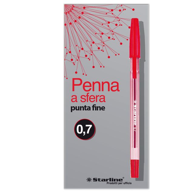 Penna a sfera con cappuccio - punta fine 0,7mm - rosso - Starline - conf. 50 pe…