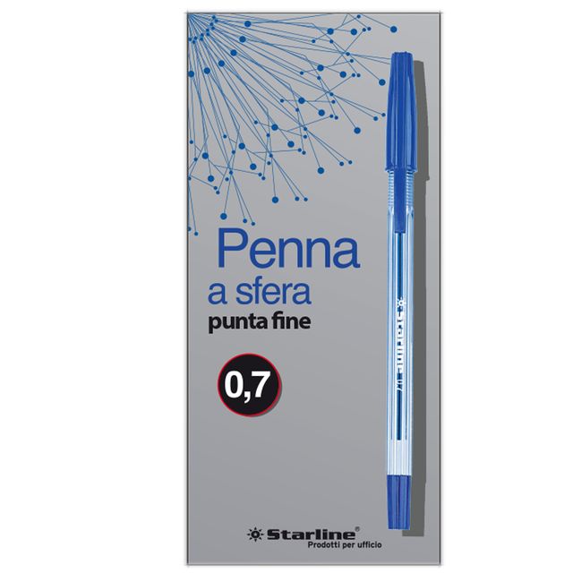 Penna a sfera con cappuccio - punta fine 0,7mm - blu - Starline - conf. 50 pezzi