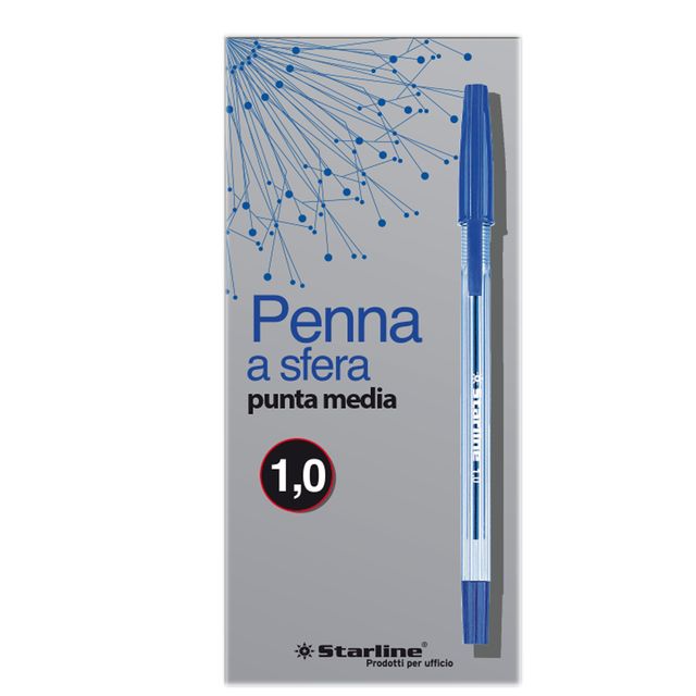 Penna a sfera con cappuccio - punta media 1,0mm - blu - Starline - conf. 50 pez…