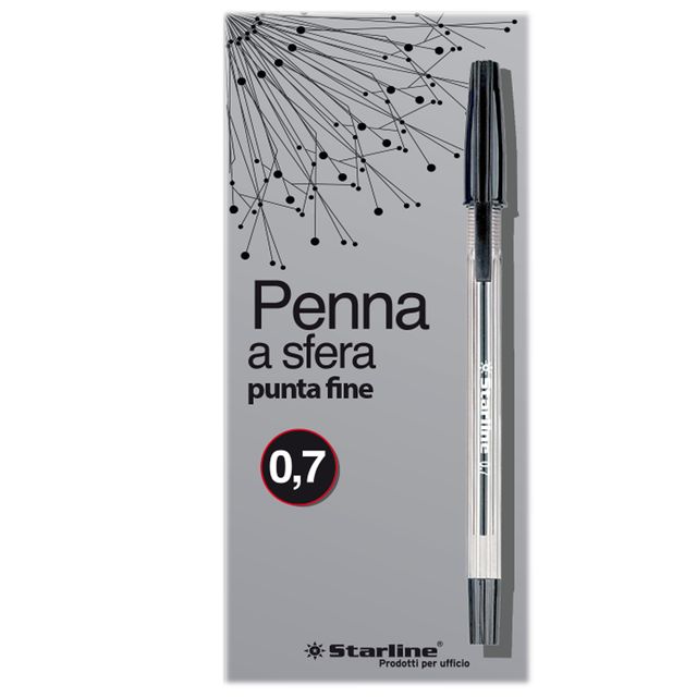 Penna a sfera con cappuccio - punta fine 0,7mm - nero - Starline - conf.50 pezzi