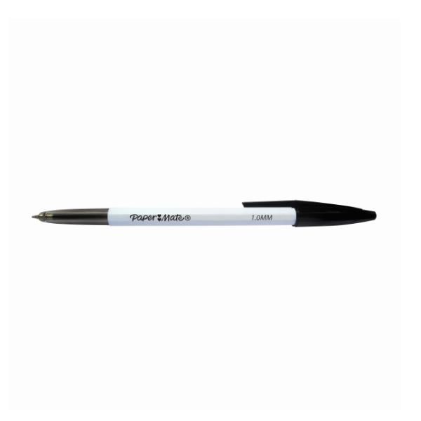 Penna a sfera con cappuccio 045 - punta 1,0 mm - nero - Papermate - busta 8 pez…