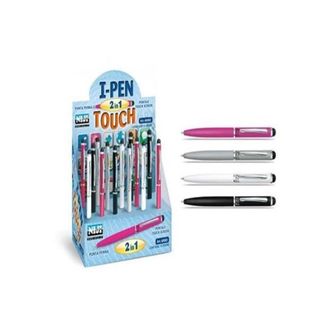 Penna a sfera mini I-PEN 2 in1 - puntale touch - colori assortiti - Niji - expo…