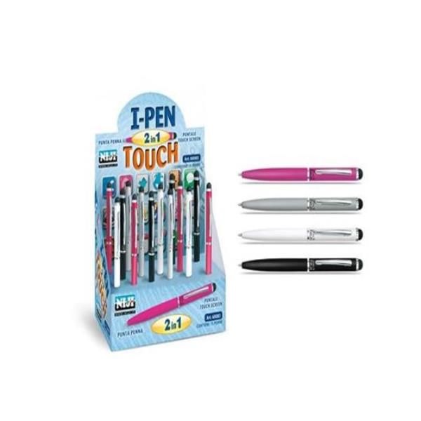 Penna a sfera mini I-PEN 2 in1 - puntale touch - colori assortiti - Niji - expo…