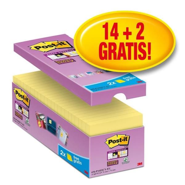 Blocco foglietti Post-it Super Sticky - 654-SSCY-VP16-EU - 76 x 76 mm - giallo …