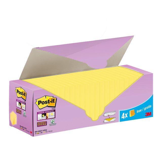 Blocco foglietti Post-it Super Sticky - 654-SSCY-VP24 - 76 x 76 mm - giallo Can…