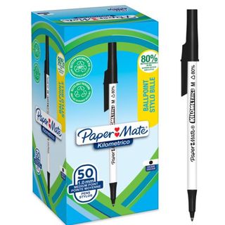 Penna sfera - cappuccio - Kilometrico Recycled - punta 1,0 mm - nero - Papermate