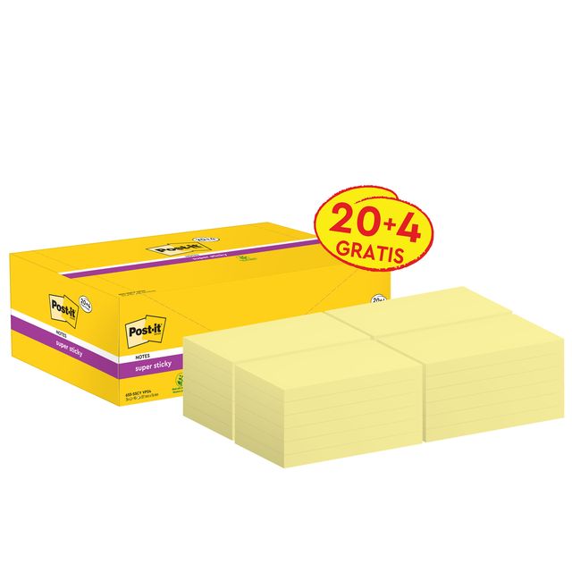 Blocco foglietti Post-it Super Sticky - 655-SSCY-VP24 - 76 x 127 mm - giallo Ca…
