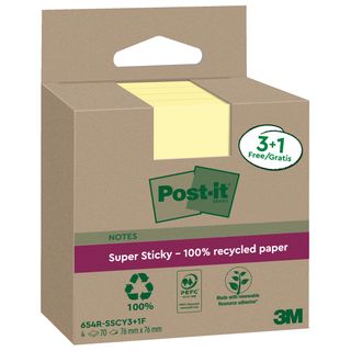 Blocco foglietti Post-it SuperSticky Green - 654R-SSCY3+1 - 76 x 76 mm - carta …