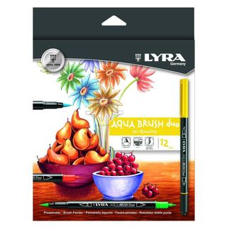 Pennarelli Aqua Brush Duo - punte 2,00 - 4,00 mm - Lyra - astuccio 12 pezzi