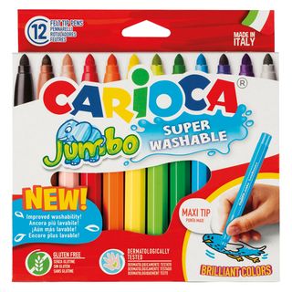 Pennarelli Jumbo - punta 6,0mm - colori assortiti - lavabili - Carioca - astucc…