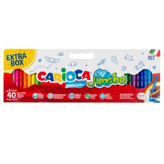 Pennarelli Jumbo - punta 6,0mm - colori assortiti - lavabili - Carioca - valige…