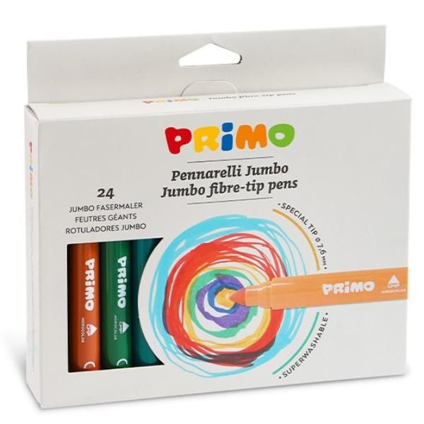 Pennarelli Jumbo - punta ø7,6mm - colori assortiti - Primo - astuccio 24 pezzi