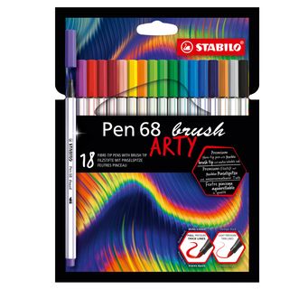 Pennarello Pen 68 Brush Arty Line 568/12 - colori assortiti - Stabilo - astucci…