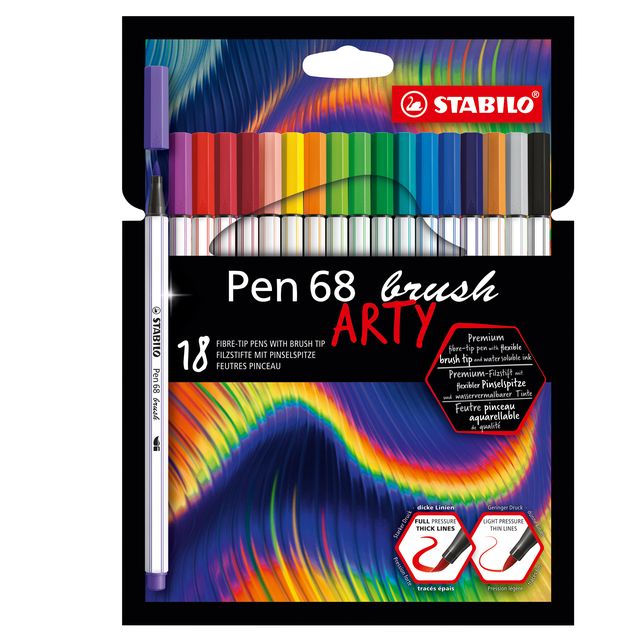 Pennarello Pen 68 Brush Arty Line 568/12 - colori assortiti - Stabilo - astucci…