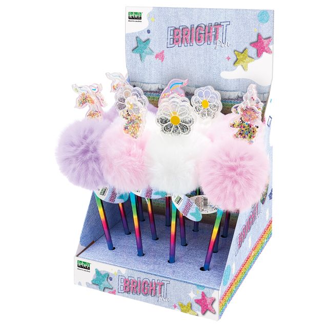 Penne a sfera Bright - pom pom e paillette - fantasie assortite - Lebez - expo …