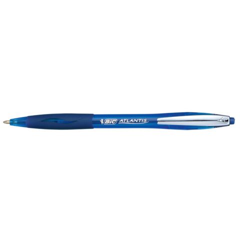 Penne a sfera a scatto Atlantis Soft - punta 1,0mm - blu - clip in metallo - Bi…
