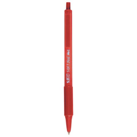 Penne a sfera a scatto Soft Feel - punta 1,0mm - rosso - Bic - conf. 12 pezzi