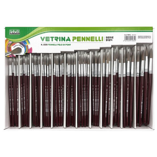 Pennelli punta tonda - pelo di pony - serie 9124 - Lebez - assortimento vetrine…