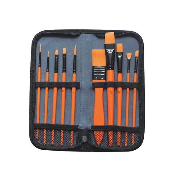 Pennello in sintetico - per acrilico - DOM - astuccio 10 pennelli assortiti