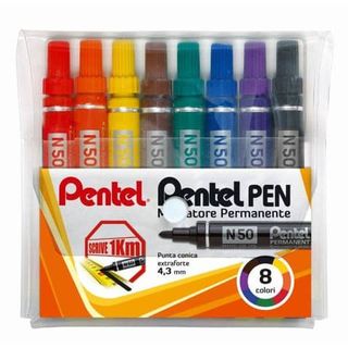 Pentel - Marcatore - permanente - colori assortiti - 2 mm (pacchetto di 8)
