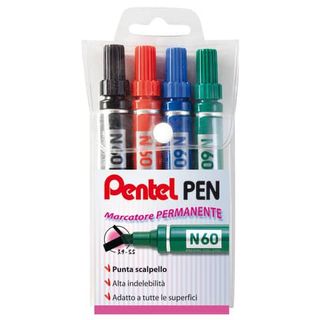Pentel PEN - Marcatore - permanente - nero, rosso, blu, verde - inchiostro a ba…