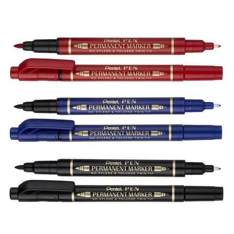 Pentel PEN N75W - Pennarello a due punte - permanente - blu - fine / extra fine