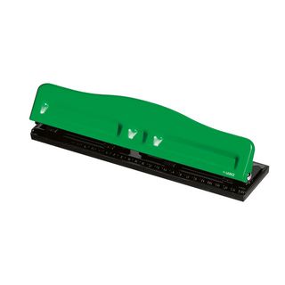 Perforatore 840 - max 8 fogli - 4 fori regolabili - passo 6/8 cm - verde - Lebez