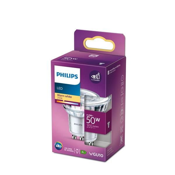 Philips LED Faretto 4,6 W - 50 W GU10 Luce bianca calda