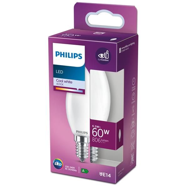 Philips LED Oliva e sfera 6,5 W - 60 W E14 Bianca fredda