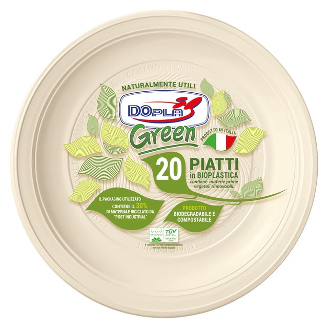 Piatto frutta monouso- rotondo - diametro 17 cm - Mater-Bi - avorio - Dopla Gre…