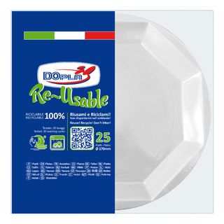 Piatto frutta riutilizzabile - ottagonale - diametro 17 cm - PS reuse - bianco …