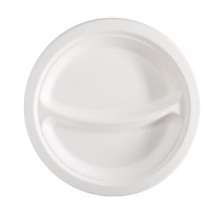 Piatto piano a 2 scomparti monouso - rotondo - diametro 23 cm - canna da zucche…