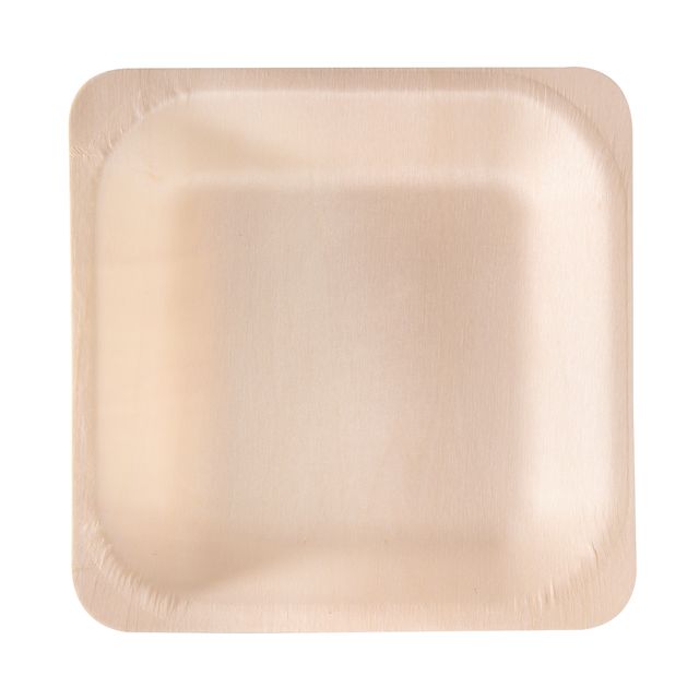 Piatto piano monouso - quadrato - 14,5 x 14,5 cm - legno - colore naturale - Si…