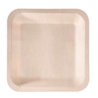 Piatto piano monouso - quadrato - 25 x 25 cm - legno - colore naturale - Signor…