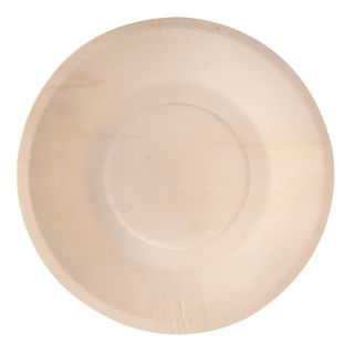 Piatto piano monouso - rotondo - diametro 21,5 cm - legno - colore naturale - S…