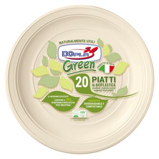 Piatto piano monouso - rotondo - diametro 22 cm - Mater-Bi - avorio - Dopla Gre…