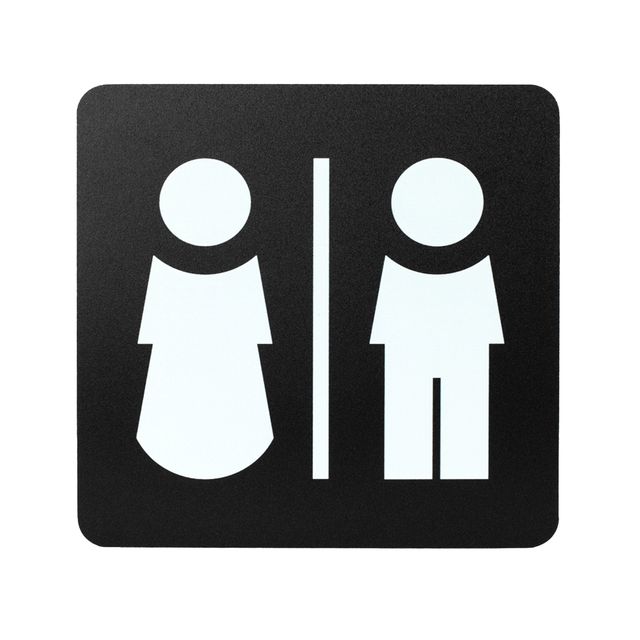 Pittogramma adesivo - toilette uomo/donna - 16 x 16 cm - PVC - nero/bianco - St…
