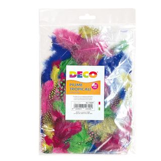 Piume tropicali - dimensione 50-100 mm - colori assortiti - DECO - conf. 100 pe…