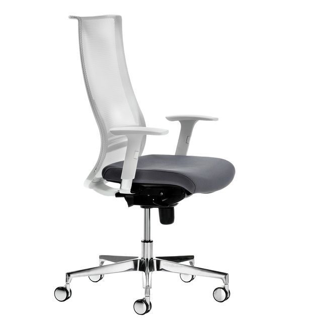 Poltrona semidirezionale Elite wing WIEB - con braccioli regolabili - grigio/bi…