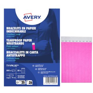 Braccialetti identificativi - in Tyvek - rosa fluo - 265 x 19 mm - 50 fogli - 1…