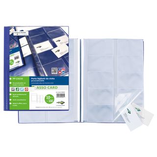 Porta biglietti da visita Asso Card - 21 x 29,7 cm - 10 buste con 10 tasche cia…