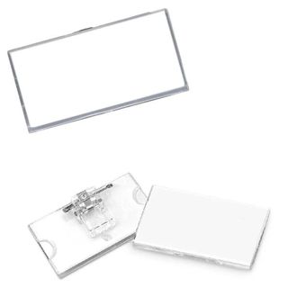 Portabadge con clip e spilla - 6,5 x 3 cm - Lebez
