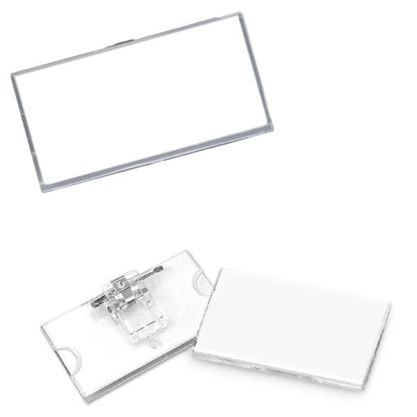 Portabadge con clip e spilla - 6,5 x 3 cm - Lebez