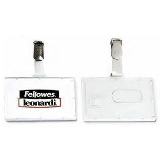 Portabadge rigido Pocket - clip in plastica - 5,3 x 8,5 cm - Fellowes