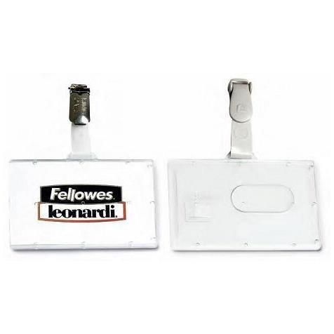 Portabadge rigido Pocket - clip in plastica - 5,3 x 8,5 cm - Fellowes