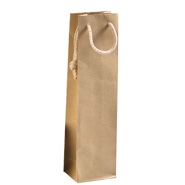 Portabottiglie - maniglie cordino cotone - 12 x 39 + 9 cm - 160 gr - carta kraf…