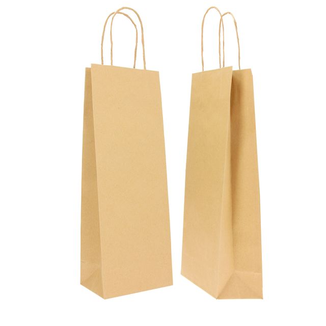 Portabottiglie BARBERA - maniglie cordino - 14 x 9 x 38 cm - carta biokraft - a…