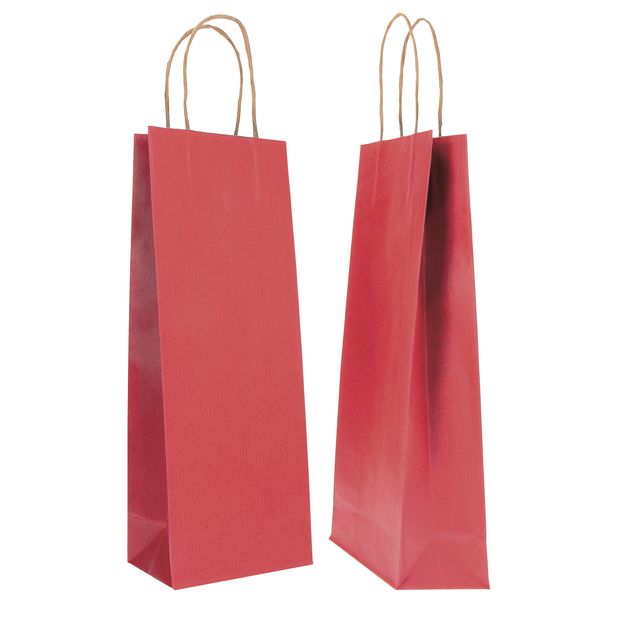 Portabottiglie BARBERA - maniglie cordino - 14 x 9 x 38 cm - carta biokraft - b…