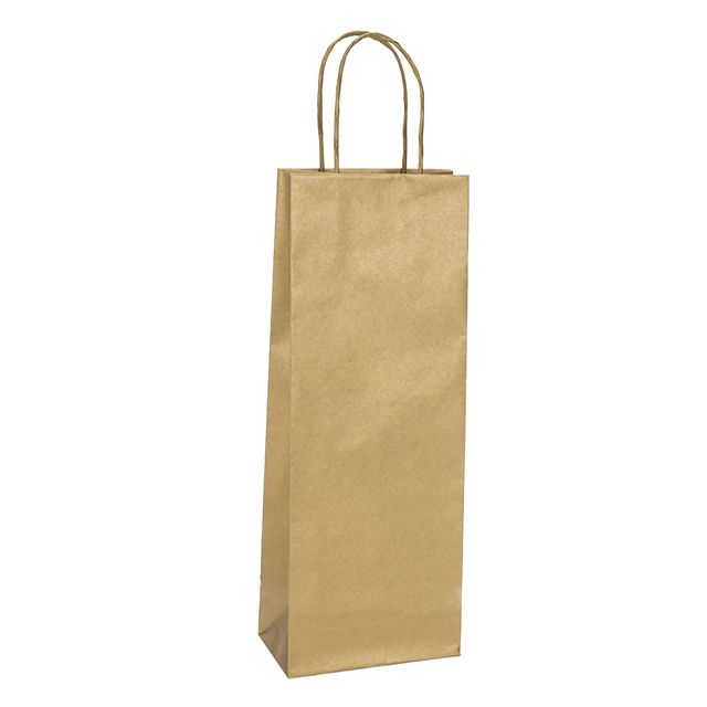 Portabottiglie BARBERA - maniglie cordino - 14 x 9 x 38 cm - carta biokraft - o…